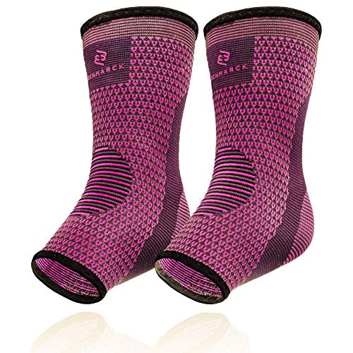 Benmarck Achilles Tendon Support Brace, Plantar Fasciitis Sock, Ankle Compression Sleeve For Running, Tendonitis and Flat Feet Relief - color: Fuchsia Purple