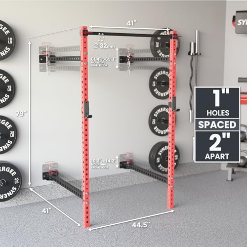 Synergee 2200 Folding Rack – 750 lb Capacity Power Cage - color: f) Red 79" x 41"