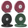 FEIERDUN Color Bumper Plate Set, 2-Inch Olympic Weight Plates, Low Bounce Rubber Barbell Plates with Stainless Steel Insert for Weightlifting, Strength Training, CrossFit & Home Gym, 10LB-370LB - style: L) 180LBS SET