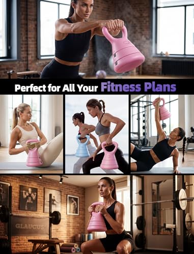 Adjustable Kettlebell, 5lb 9lb 15lb Kettlebell Weights Set, Ergonomic Design & Wide-Handle for Home Gym, Full-Body Workouts Strength Training and Weight Loss, Good for Men Women & Beginners - color: Pink
