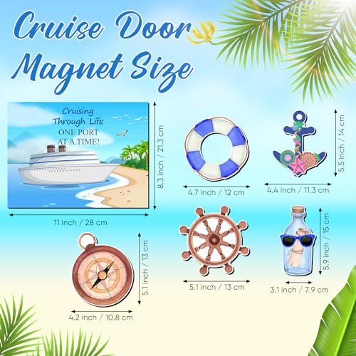 Kanayu 6 Pcs Sea Cruise Door Decorations Magnetic Large Ship Decorations Magnets Anchor Cruise Decor Car Fridge Magnet Decal for Carnival Stateroom Door - style: Sea