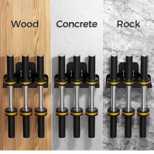 JNIHEEP Barbell Wall Holder,Olympic Hanger,Garage Gym Bar Wall Rack,Vertical Barbell Mount Rack,Space Saving Commercial or Home Gym Accessory,Holds Under 33mm Bar Size(Black) - color: Black 3 hooks