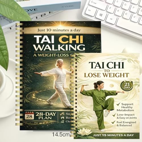 28-Day Senior Balance & Weight Loss Journal – Tai Chi Walking Workout Log, Low-Intensity Exercise Tracker, Designed for Seniors, Spiral-Bound Fitness Planner (2 Copies)