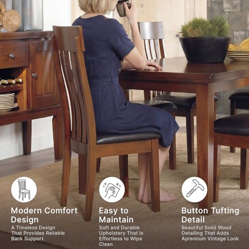 Signature Design by Ashley Ralene Rake Back 19" Dining Room Chair 2 Count, Medium Brown | Transitional style, Rake back wood chairs, Medium brown finish, Easy to clean faux leather seats, Kitchen dining use - color: Light Brown, style: 0