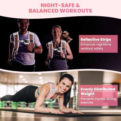Fragraim Weighted Vest for Women Men - 8lb/10lb/12lb/16lb/22lb/25lb/30lb Weight Vest with Reflective Stripe, Detachable Phone Pouch, Ideal for Walking, Strength Training, Running, Workout, Cardio - color: Pink, size: 8 lb