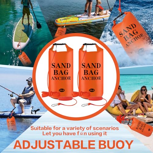 25LB Sand Anchor Bags, Waterproof Dry Bags, 2-in-1 Jet Ski Anchor Bag Kit with Adjustable Buoy for Small Boat Jetski Power Watercrafts Canoes and Kayaks