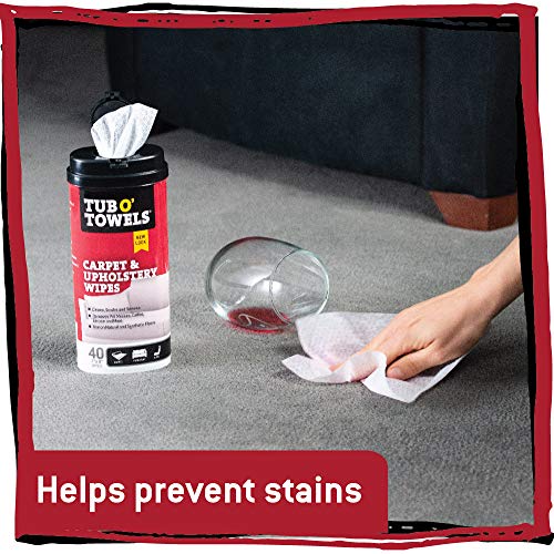 Tub O' Towels Carpet & Upholstery Cleaning Wipes 2 Pack – 7 x 8 Pre-Moistened Multi Surface Fabric Cleaning Wipes, 40 Count for Carpet, Rugs & Furniture - style: 2-Pack