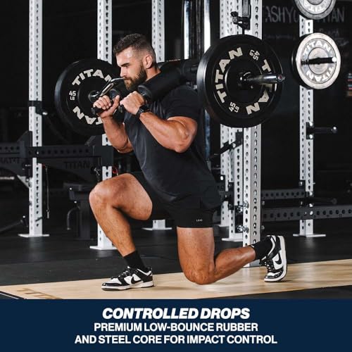 Titan Fitness Economy Series Black Olympic Bumper Plates, Durable Rubber Exterior with Steel Core, Weightlifting and Strength Training Weight Plate - size: 100 LB Single