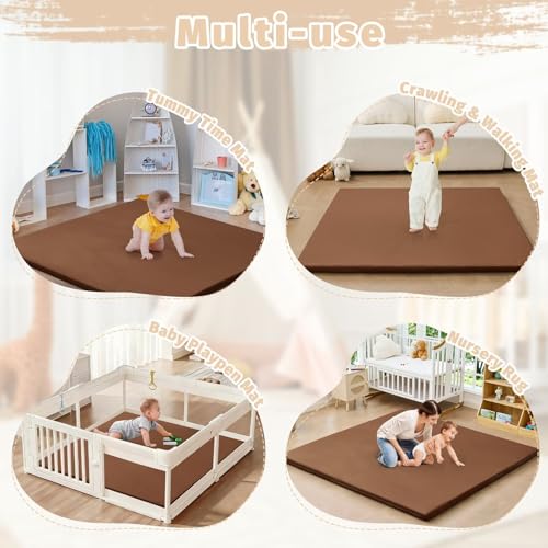 Waterproof Baby Play Mat for Floor Memory Foam 50 * 50 Cushion Playpen Playmat Tummy Time Crawling Mat Nursery Rug Thick Pad Create Soft & Safe Area for Infants,Toddler,Kids,Chestnut - color: Chestnut, size: 50*50