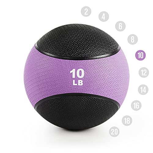 RitFit Weighted Medicine Ball - Non-Slip Rubber Shell & Dual Texture Grip - Workout Exercise Ball for Core Strength, Balance Training, Coordination Fitness - Multiple Weights & Colors - size: 10lb