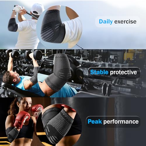 POWERLIX 2Pack Arm Orthopedic Brace Compression Support (Pair) - Elbow Sleeve for Arthritis, Golf Elbow,Golfers Elbow,Pain Relief,Tendonitis,Tennis (Black, M)