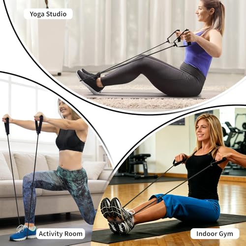 10-Pack Bulk Resistance Bands with Handles, Same Resistance Level, for Resistance Training, Physical Therapy, Home Workouts, Fitness & Pilates - color: Black 35-45LBS