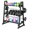 Dumbbell Rack, 3 Tiers Weight Rack for Home Gym, Trapezoidal-Frame & h-Frame Weight Stand for Dumbbells Kettlebells & Weight Plates, 1300LBS Capacity - size: 34.44 x 18.7 x 37.09 Inch