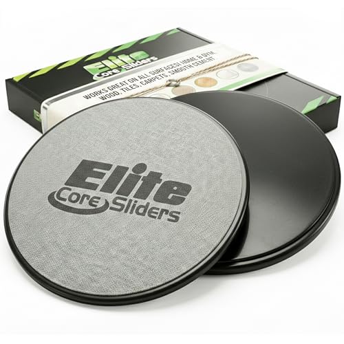 Elite Sportz Core Sliders for Working Out - Pack of 2 Compact, Dual Sided Gliding Discs for Full Body Workout on Carpet or Hardwood Floor - Fitness & Home Exercise Equipment - Small Gift for Athletes - color: Black