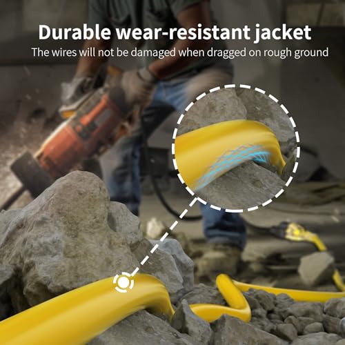 HUANCHAIN 3 Pack 3 ft 12/3 Gauge Heavy Duty Outdoor Extension Cord Waterproof with Lighted, Flexible Cold Weather 3 Prong Electric Cord Outside, 15A 1875W 125V 12AWG, Yellow, ETL Listed - color: Yellow, size: 3FT-3pcs