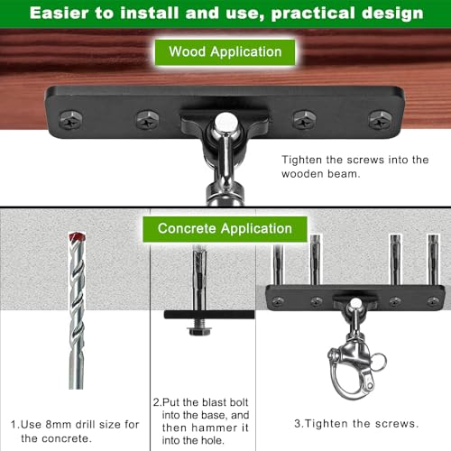 Dolibest Heavy Bag Hangers Brackets, Punching Bag Hangers, Heavy Bag Ceiling Mount for Body Weight Strength Training Systems, Aerial Yoga Swing & Hammock, Resistance Band - color: 4 Holes Punching Bag Hanger With Chain