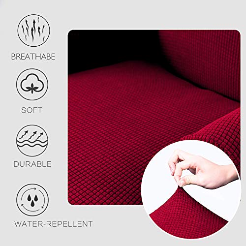 Granbest Premium Water Repellent Wingback Chair Cover 2-Piece High Stretch Jacquard Fabric Wing Back Chair Slipcovers (Wing Chair Cover, Wine Red) - color: Wine Red