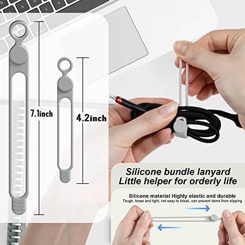Silicone Cable Ties Cord Organizer for Cable Management, 16PCS 4.2" and 7.1" Reusable Cable Organizer Electronic Accessories for Home, Office, Kitchen, School, Travel (Grey) - color: Grey, size: 4.2 Inch+7.1 Inch