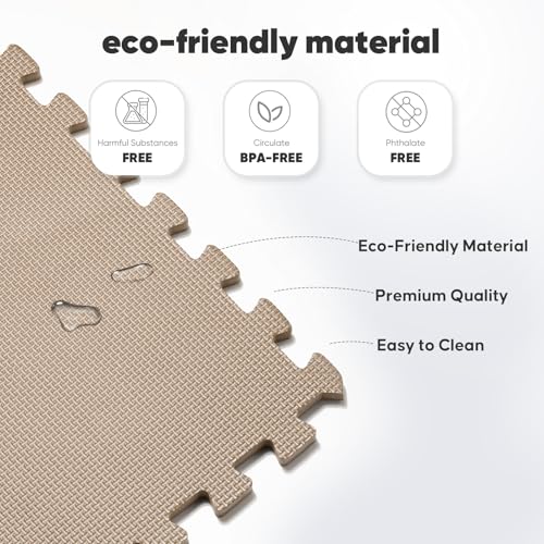 12 Pack 48 sqft Home Gym Mat, Puzzle Exercise Mat, EVA Interlocking Foam Floor Tiles for Home Workout Equipment and Kids' Play Areas - Blue, 24 in x 24 in x ½ in - (Brown, 12 Pack (48 SQ FT)) - color: Brown, size: 12 Pack (48 SF)