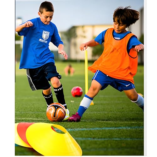 ANSLYQA Soccer Cones (Set of 50), Agility Training Disc Cone with Carry Bag and Holder for Drilling Football Basketball Sports Field Markers, - color: 5 Colors