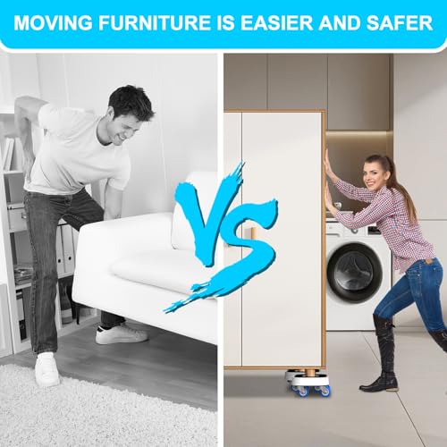 New Upgrade Furniture Sliders, Furniture Dolly with 360° Rotatable Wheels, Furniture Movers for Moving Heavy Duty Sofa, Bed, Load Capacity Up to 900lb - size: 1.25in wheels + 1 pry bar