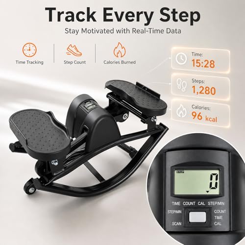 Rock Stepper Side to Side Portable Lateral Rocking Stepper with Digital Display and Non-Slip Mat Mini Steppers for Exercise at Home - color: Purple