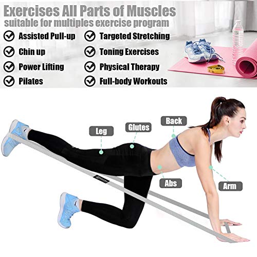 Long Resistance Bands for Working Out Women, Fabric Resistance Band, Stretch Bands for Exercise Bands Resistance Bands Set for Physical Therapy, Elastic Bands for Exercise - color: Gray/Dark Gray/Black/White