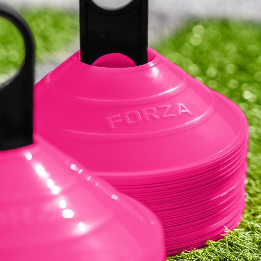 FORZA Multi-Sport Training Marker Cones | Pack of 50 or 1000 Soccer Cones in 8 Vibrant Colors - Durable Construction, Portability and Convenient Storage with Holder - color: Pink, size: Pack of 1000