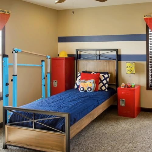 Gymnastics Bar for Kids Girls Ages 3-15 with Ring for Home Indoor Training Equipment- Steady Steel Construction, Anti-Slip, Easy to Assemble, 3' to 5' Adjustable Height - color: TEAL, size: 4.8FT, style: WITH RING