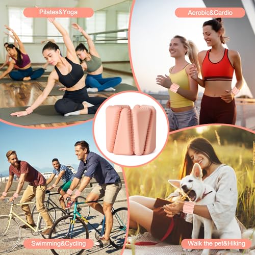 Wrist Weights, Adjustable Wrist Ankle Weights for Women, Wearable Arm & Leg Weights Set of 2(1 lb Each), Weighted Bangles for Walking, Yoga, Dance, Barre, Gym - color: Salmon