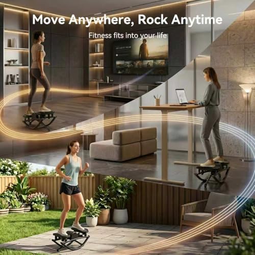 Rocking Steppers Side to Side for Full Body Workout, Quiet Lateral Stair Stepper at Home or Outdoor with Resistance Bands & Non-Slip Mat, 330 LBS Loading Capacity Exercise Equipment