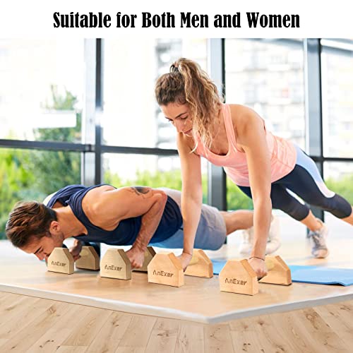 Push Up Stands, Handstand Parallettes Bars, Solid Wood Push Up Bars with Non-Slip Mat Push up Handles for Floor Exercise Home Workout Equipment for Men & Women Strength Training - color: Beech Wood-30cm