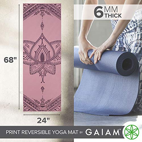 Gaiam Yoga Mat - Premium Print Reversible Extra Thick Non Slip Exercise & Fitness Mat for All Types of Yoga, Pilates & Floor Workouts - color: Inner Peace Lotus