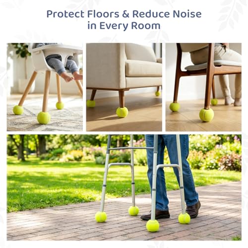 ANCKNE Walker Tennis Balls Precut Tennis Balls for Walkers 4PCS Walkers Legs Universal Precut Glide Balls, Heavy Duty Long Lasting Felt Pad Glide Coverings for Furniture Legs and Floor Protection - color: Yellow
