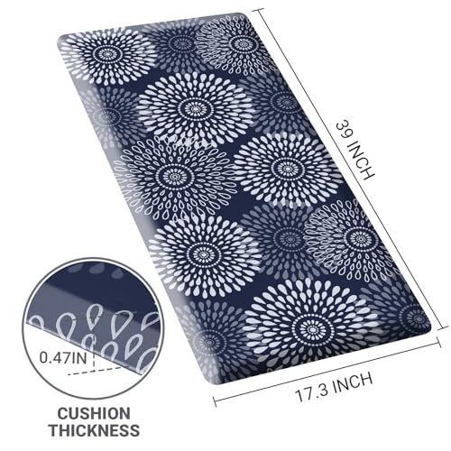 LuxStep Kitchen Mat Waterproof Kitchen Rugs for Floor Cushioned Anti-Fatigue Mat Non-Slip Standing Desk Mat Comfort Floor Mats for House Sink Office 17.3" x 39" Blue - color: Blue, size: 39"L x 17.3"W x 0.5"Th