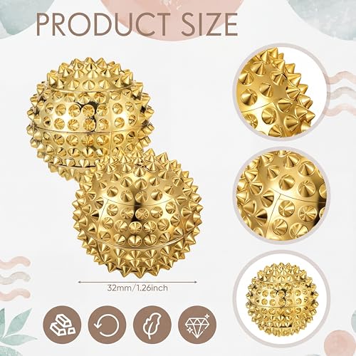 6 Pcs Magnetic Massage Ball for Adults Spiky Massage Ball for Hand Exercise, Pain Pressure and Stress Relief Gifts for Stocking Stuffers(Gold) - color: Gold