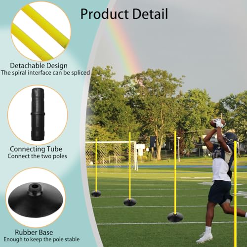 TNZMART Training Agility Poles Set Adjustable Soccer Training Poles Detachable Slalom Poles with Rubber Base - style: Pack of 6