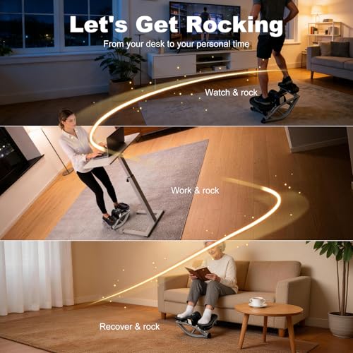 Rock Stepper Machine for Home Workout, 3D Lateral Rocking Fitness Stepper with 300lb Weight Capacity, Mini Stepper with Resistance Bands & LCD Monitor, Quiet Cardio Training Equipment