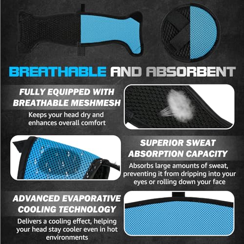 5 Pcs Hard Hat Sweatbands | 3-Layer Fabri Hard Hat Liner Accessories | Blue | Washable 3-Layer Fabri Hard Hats Accessories for Safety & Welding Helmets,Reusable,Cotton,Replacement,Cooling 3D Mesh Design - color: Blue, size: (5Pcs Sweatband)11.8"×3.15"