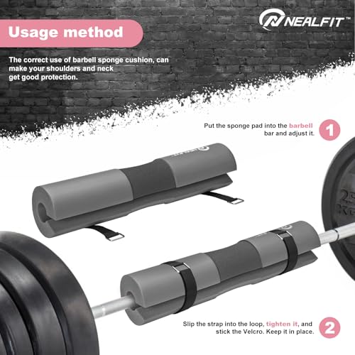 NEALFIT Barbell Pad Squat Pad for Squats—Squat Bar Pad—Great for Weightlifting,Lunges and Hip Thrusts—Foam Sponge Pad—Fit Standard and Olympic Bars Perfectly - color: Grey