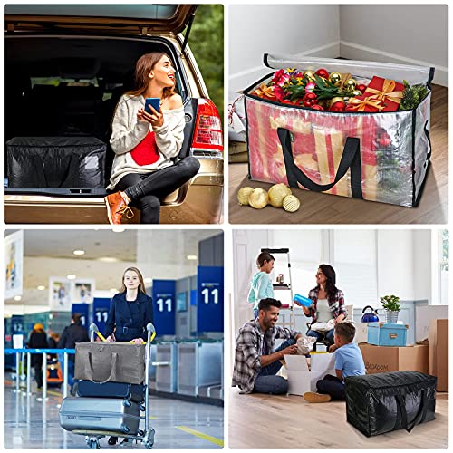 BALEINE 4-Pack Oversized Moving Bags with Reinforced Handles, Heavy-Duty Storage Tote for Clothes, Moving Supplies (Black, 4-Pack) - color: Black, size: 4-Pack