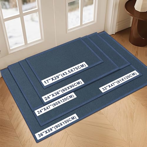 LEKEEPGO Door Mat 24"x36", Non Slip Door Mat Indoor Entrance, Rubber Backing Front Indoor Doormat Washable Absorbent Low-Profile Entryway Entry Resist Dirt Inside Door Mats, Cyan Blue - color: Cyan Blue, size: 2' X 3' (Rectangular)