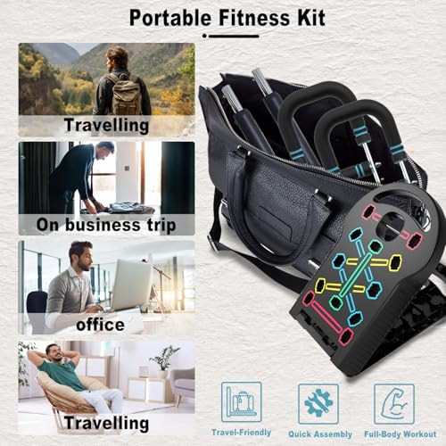 HOTWAVE Push Up Board with Twister Arm Exerciser, Portable Foldable 20 in 1 Push Up Bar at Home Gym & Adjustable Spring Workout Bar, Forearm Triceps Chest Enhanced Exercise Strengthener