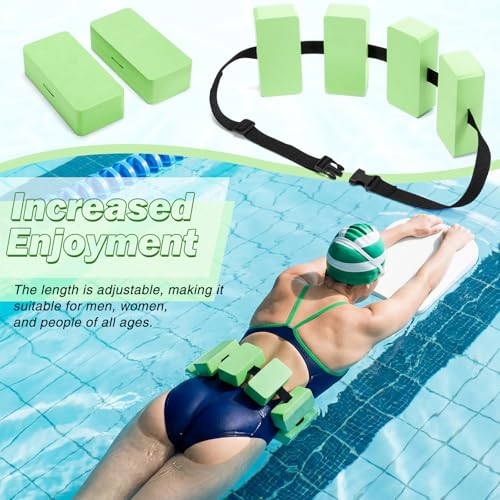Soulchen Pool Exercise Set Including Long Aquatic Exercise Dumbbells,Pool Ankle Weights,Swim Belt,Water Aerobics Water Aerobics Equipment Set for Full Body Swim Training Kit - color: Green, size: Middle