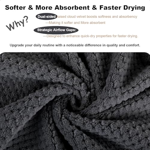 2 Pack Bath Towel Set, Waffle Bath Towel Set, Microfiber Super Soft Highly Absorbent, Sturdy Quick Drying Towels for Bathroom, Gym, Sports, Yoga (2 Piece 27" x 55", 2Grey) - color: Grey, size: 27 x 55 Inch