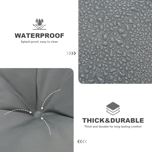 Porch Swing Cushions,Outdoor Cushions 3 Seater Replacement with Backrest, Waterproof Thickened Bench Cushion with Ties for Porch, Patio,Outdoor, Backyard and Garden (Light Gray 40 * 40 in) - color: Light Gray, size: 40x 40 inches
