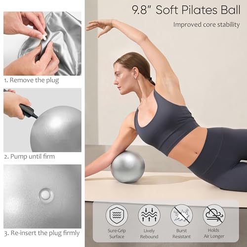NANATI Pilates Kit, Home Pilates Workout Kit for Women, Pilates Equipment with 14.5" Pilates Ring and Ball, Resistance Bands, Ankle Weights, Sliders & Grip Socks for Home Workouts - color: New Grey