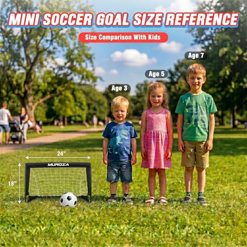 Kids Soccer Goal, Soccer Goals for Backyard Set | 2 Pack 2x1.5ft Portable Pop Up Soccer Nets with Ball and Cones, Soccer Training Set for Toddlers, Indoor & Outdoor Games - color: Black, Gray, Black