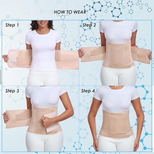 Postpartum & Post Surgery Abdominal Binder. Postpartum Belly Band | Belly Support Recovery after C-Section, Natural Birth, Hysterectomy, Hernia Belt (Beige,M) - color: Beige, size: Medium