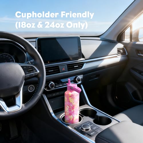 24 oz Vacuum Water Bottle for School: Lightweight, Leakproof, Flex Cap, BPA-Free, Cupholder Friendly, Vacuum Flask with Straw for Girl, College, Outdoors, Sport, Daily, Gift, Classroom (Citrus Dream) - color: Citrus Dream, size: 24 Ounces